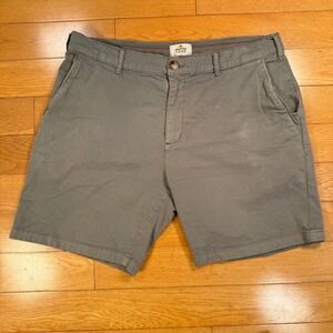 Marine Layer Mens Saturday Shorts Grey Organic Cotton Stretch Chino Size 36
